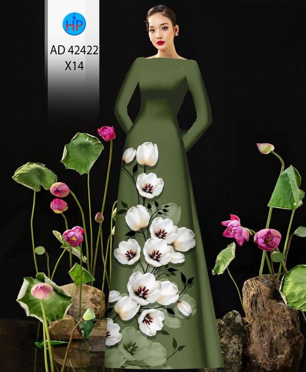 Vải Áo Dài Hoa In 3D AD 42422 2